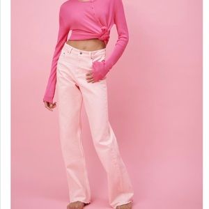 Zara Pink Straight-Leg Denim